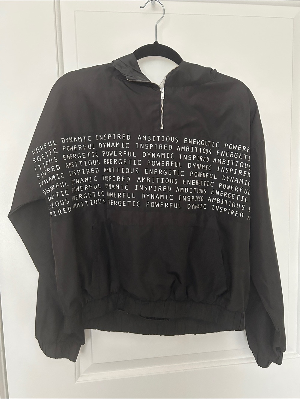 Forever 21 Half-Zip Pullover Windbreaker with Inspirational Writing On Front